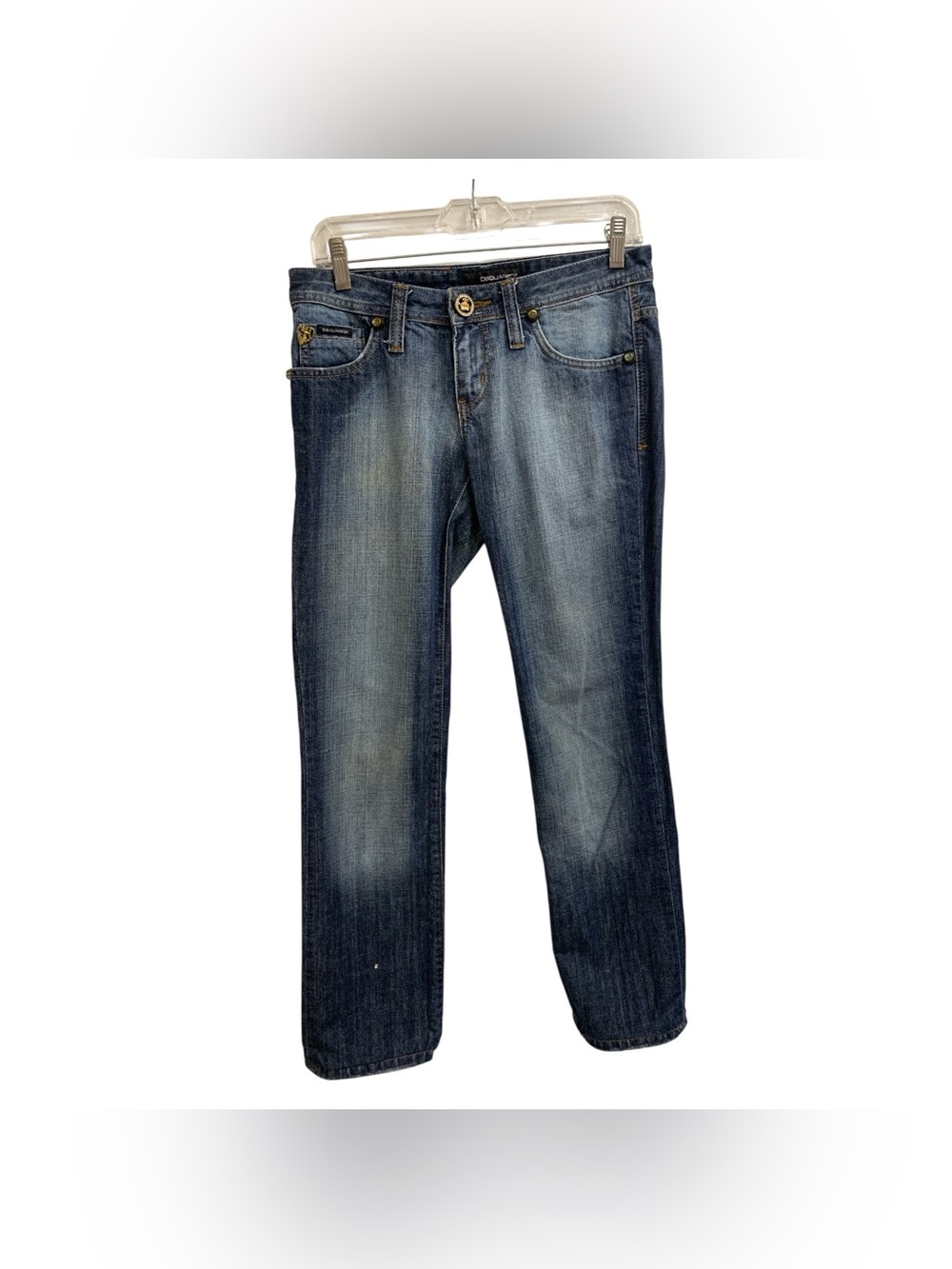 DSQUARED2 Faded Blue Straight-Leg Jeans Size M